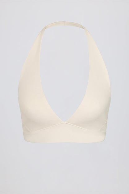 V-Neck Sports Bra in Ivory Marl