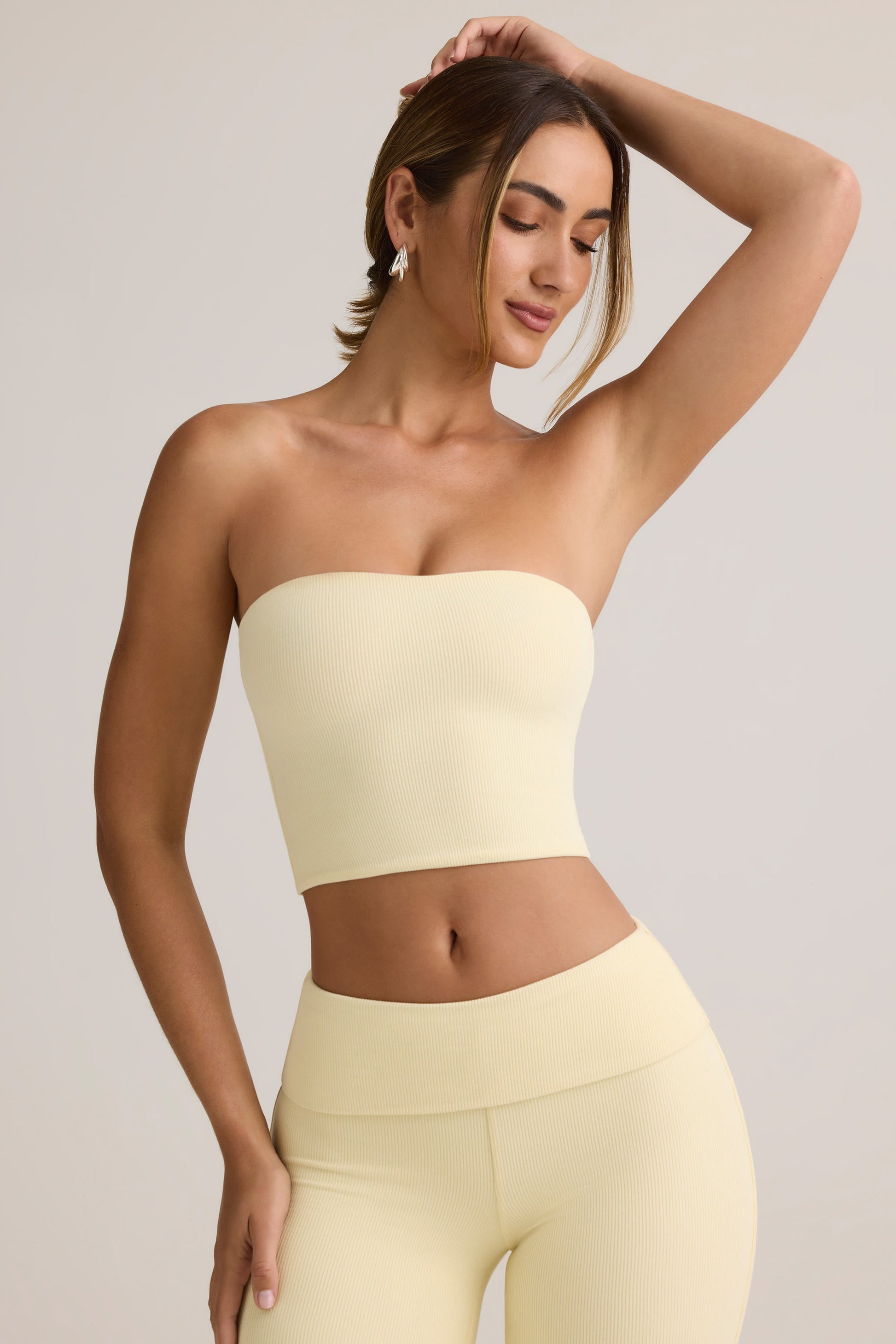 Modal Strapless Crop Top in ButterCream Yellow