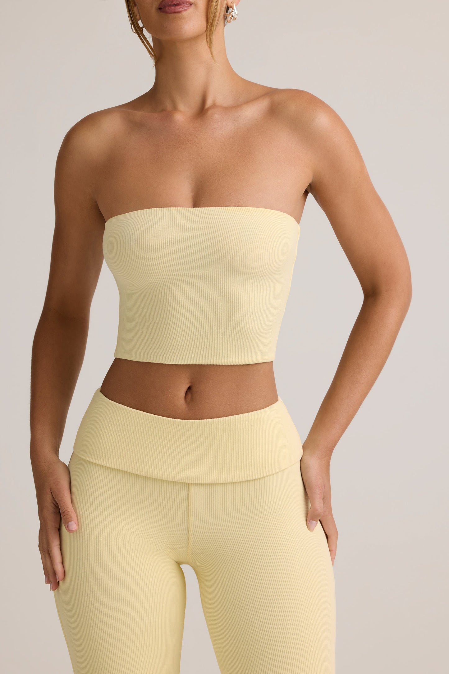 Modal Strapless Crop Top in ButterCream Yellow