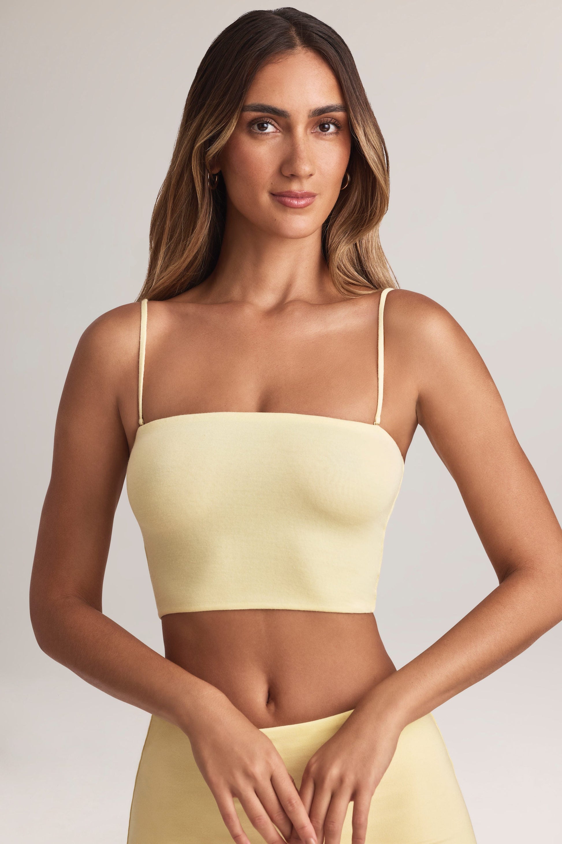 Modal Strapless Crop Top in Lemon Sherbet