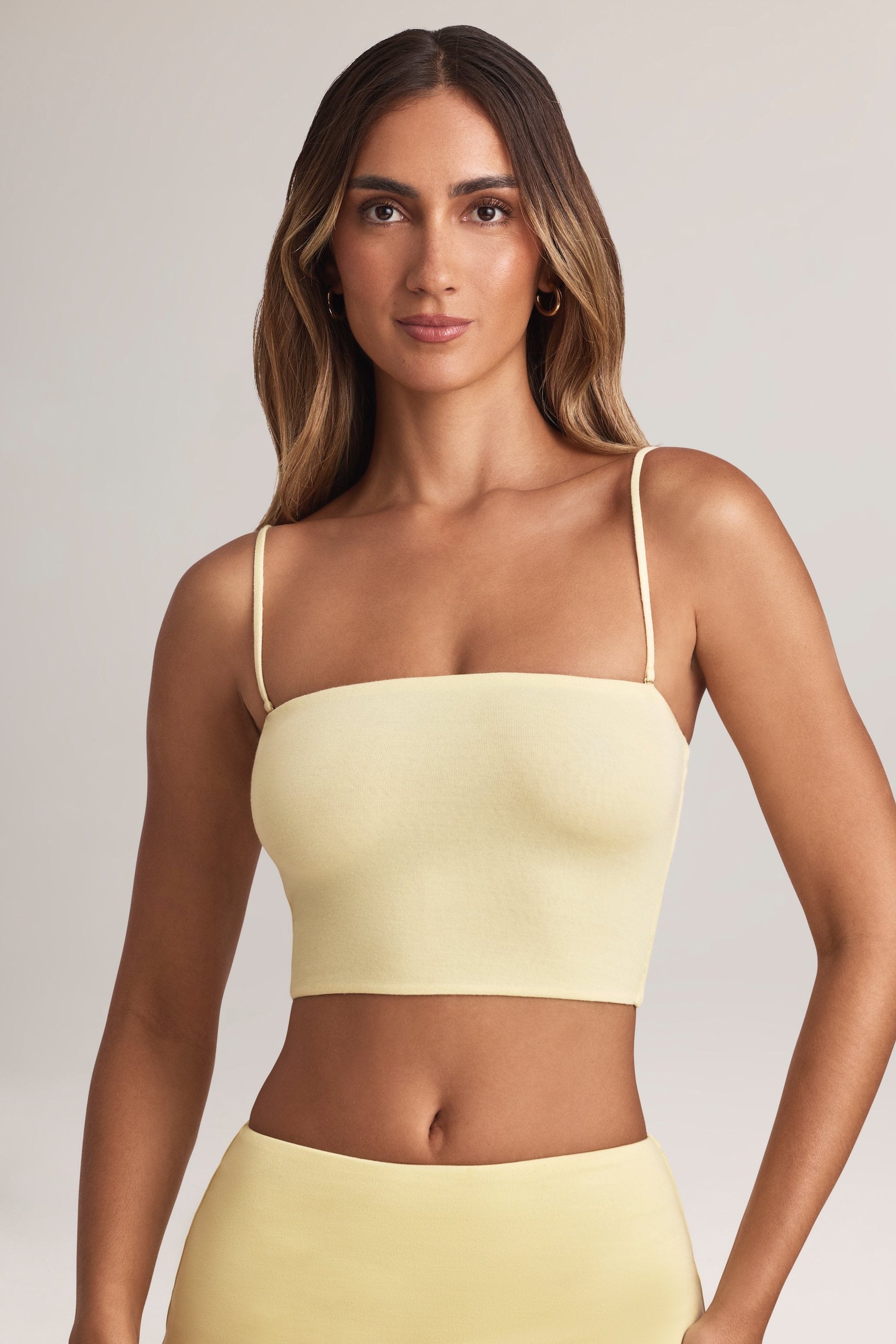 Modal Strapless Crop Top in Lemon Sherbet