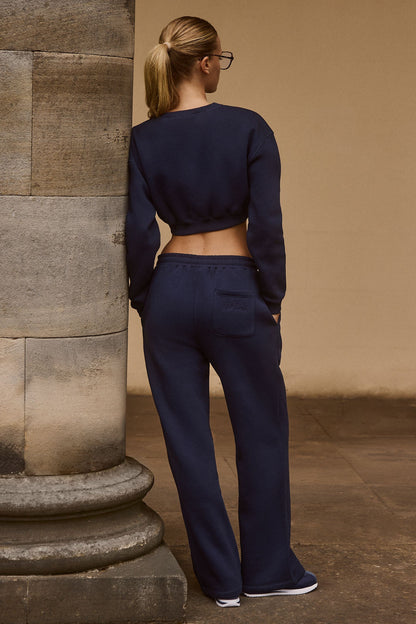 Wide-Leg Joggers in Classic Navy