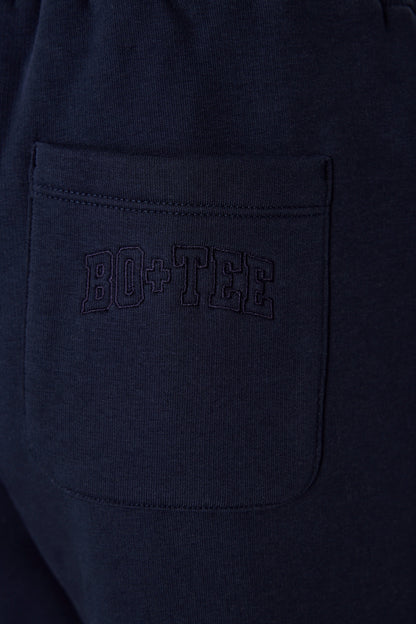 Wide-Leg Joggers in Classic Navy
