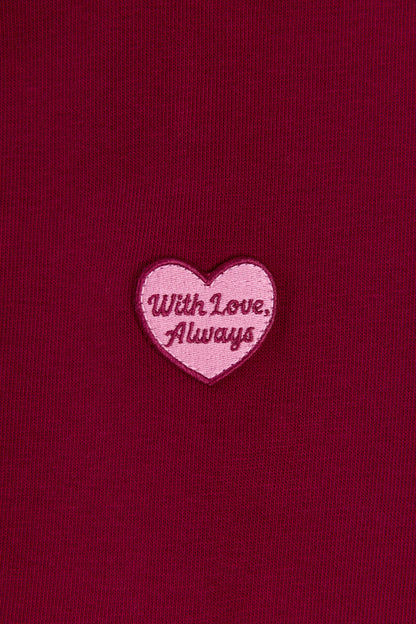 Cropped Zip-Up Hoodie in Burgundy