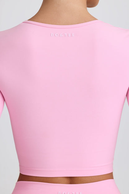 Soft Active Sweetheart-Neck Crop Top in Baby Pink