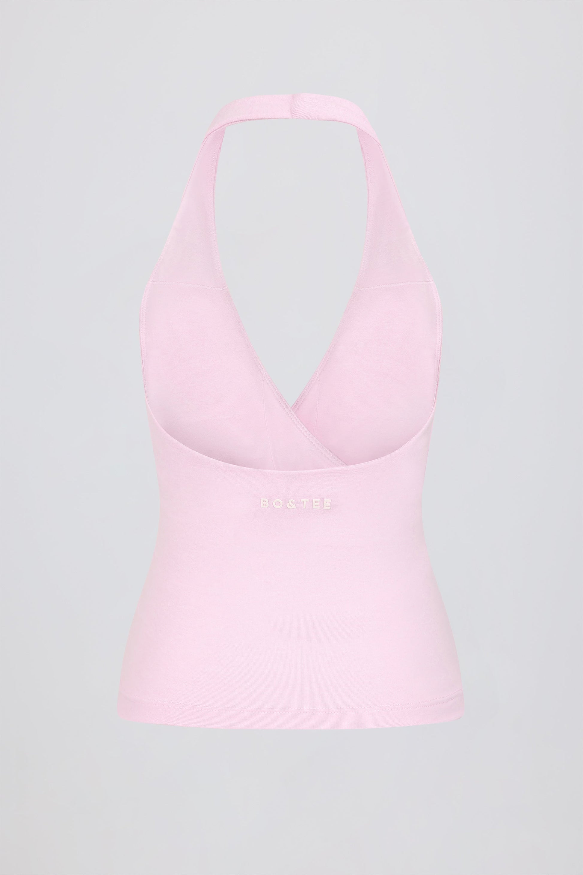 Wrap Halterneck Tank Top in Pale Pink Marl