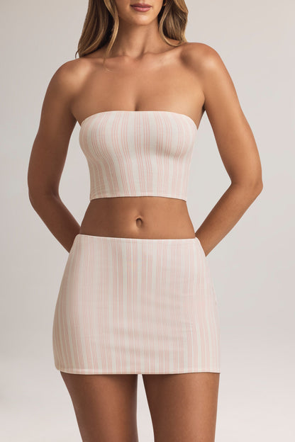 Modal Mid-Rise A-Line Mini Skirt in Stripe Print